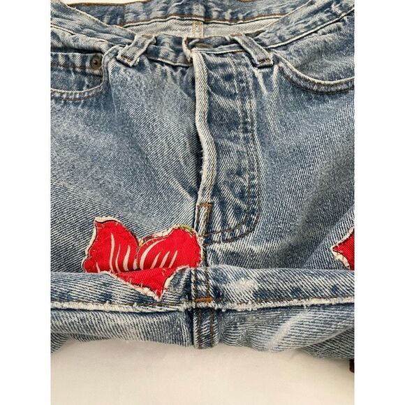 Vintage Upcycled Patchwork Button Fly Levi Jeans 23 - Picture 9 of 10